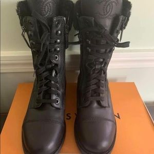 ** SOLD** Chanel shearling combat boots